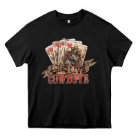 Black Long live cowboys cards Heavy Core Tee - HowdyJamesFarm