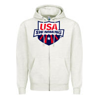 Oatmeal Heather swimming team Zipper Hoodie - linhVisuals