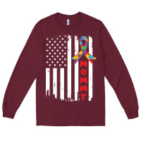 Burgundy lil autism mom Long Sleeve Tee - CowhideDigitalArt