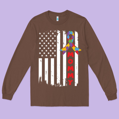 Lil Autism Mom Long Sleeve Tee Designed By Cowhidedigitalart