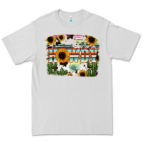Dove Grey Howdy Serape And Sunflower Premium Tee - RanaPortraitStore