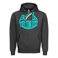 Charcoal Heather fins up ocean Zipper Hoodie - linhVisuals