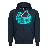Navy fins up ocean Zipper Hoodie - linhVisuals