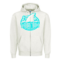 Oatmeal Heather fins up ocean Zipper Hoodie - linhVisuals