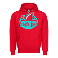 Red fins up ocean Zipper Hoodie - linhVisuals