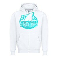 White fins up ocean Zipper Hoodie - linhVisuals