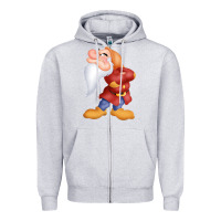 Heather Grey grumpy dopey dwarf Zipper Hoodie - linhVisuals