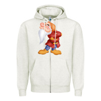 Oatmeal Heather grumpy dopey dwarf Zipper Hoodie - linhVisuals