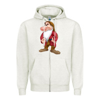Oatmeal Heather grumpy dopey dwarf Zipper Hoodie - linhVisuals