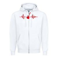White heartbeat electric guitar Zipper Hoodie - linhVisuals