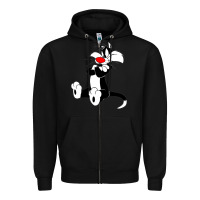 Black sylvester cat Zipper Hoodie - linhVisuals