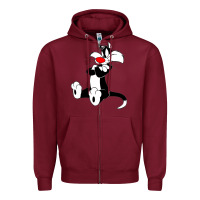 Burgundy sylvester cat Zipper Hoodie - linhVisuals