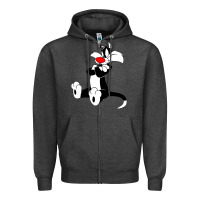 Charcoal Heather sylvester cat Zipper Hoodie - linhVisuals