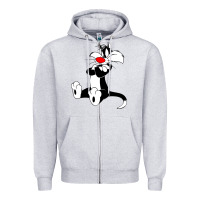 Heather Grey sylvester cat Zipper Hoodie - linhVisuals
