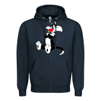 Navy sylvester cat Zipper Hoodie - linhVisuals