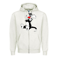Oatmeal Heather sylvester cat Zipper Hoodie - linhVisuals