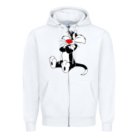 White sylvester cat Zipper Hoodie - linhVisuals