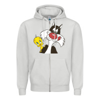 Dove Grey tweety and sylvester Zipper Hoodie - linhVisuals