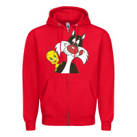 Red tweety and sylvester Zipper Hoodie - linhVisuals