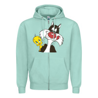 Seafoam tweety and sylvester Zipper Hoodie - linhVisuals