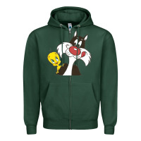Sports Green tweety and sylvester Zipper Hoodie - linhVisuals