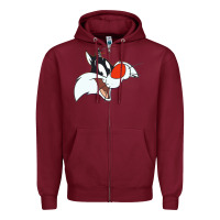 Burgundy sylvester  face Zipper Hoodie - linhVisuals