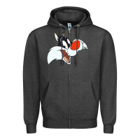 Charcoal Heather sylvester  face Zipper Hoodie - linhVisuals