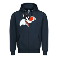Navy sylvester  face Zipper Hoodie - linhVisuals