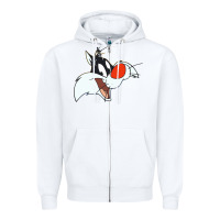 White sylvester  face Zipper Hoodie - linhVisuals