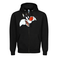 Black sylvester  face Zipper Hoodie - linhVisuals