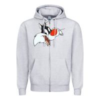 Heather Grey sylvester  face Zipper Hoodie - linhVisuals