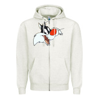 Oatmeal Heather sylvester  face Zipper Hoodie - linhVisuals
