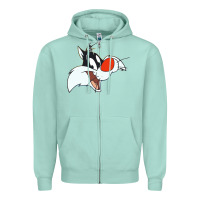 Seafoam sylvester  face Zipper Hoodie - linhVisuals