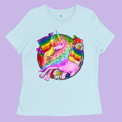 Pride Unicorn Ladies Tee Designed By Fadigitalartstudio