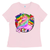 Bubblegum Pink Pride unicorn Ladies Tee - FaDigitalArtStudio