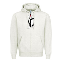 Oatmeal Heather sylvester cat Zipper Hoodie - linhVisuals