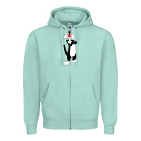 Seafoam sylvester cat Zipper Hoodie - linhVisuals