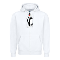 White sylvester cat Zipper Hoodie - linhVisuals