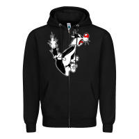 Black sylvester cat Zipper Hoodie - linhVisuals
