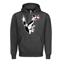 Charcoal Heather sylvester cat Zipper Hoodie - linhVisuals