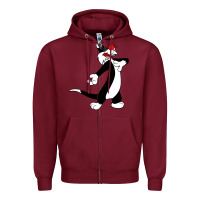 Burgundy sylvester cat Zipper Hoodie - linhVisuals