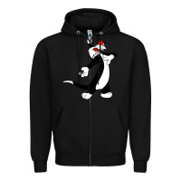 Black sylvester cat Zipper Hoodie - linhVisuals
