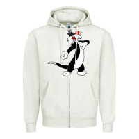 Oatmeal Heather sylvester cat Zipper Hoodie - linhVisuals