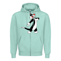 Seafoam sylvester cat Zipper Hoodie - linhVisuals