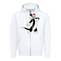 White sylvester cat Zipper Hoodie - linhVisuals