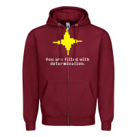 Burgundy undertale   determination point Zipper Hoodie - linhVisuals
