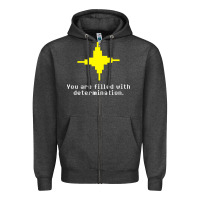 Charcoal Heather undertale   determination point Zipper Hoodie - linhVisuals