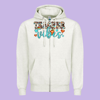 Teacher Vibes Zipper Hoodie Designed By Jahusdesignshop