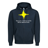 Navy undertale   determination point Zipper Hoodie - linhVisuals