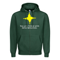 Sports Green undertale   determination point Zipper Hoodie - linhVisuals